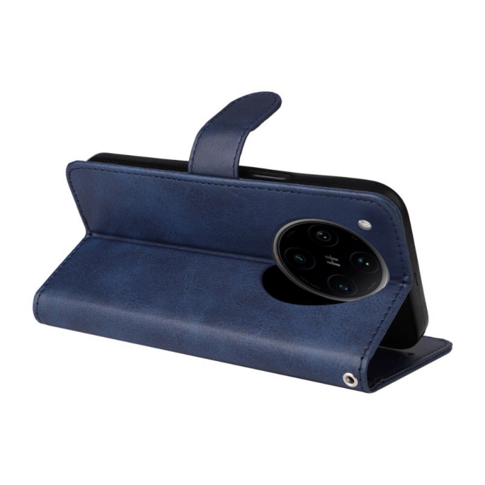 Leren Hoesje Voor Oppo Reno 13 Pro 5g Effen Kunstleren Band