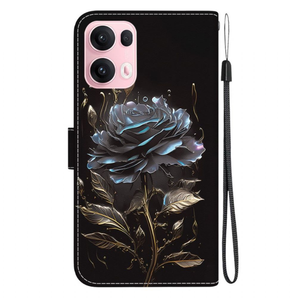 Leren Hoesje Voor Oppo Reno 13 Pro 5g Zwarte Roos