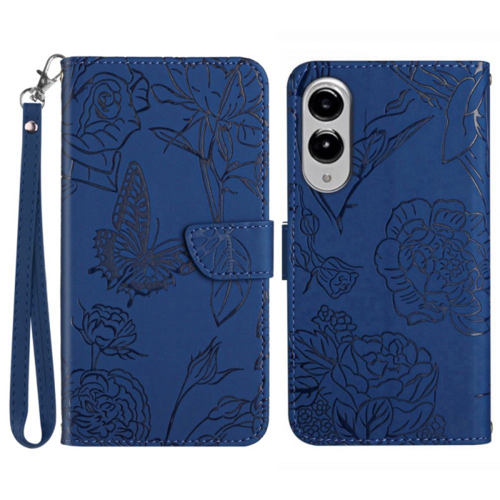 Bescherming Hoesje Samsung Galaxy S25 5g Edge Vlinderprint Met Bandje
