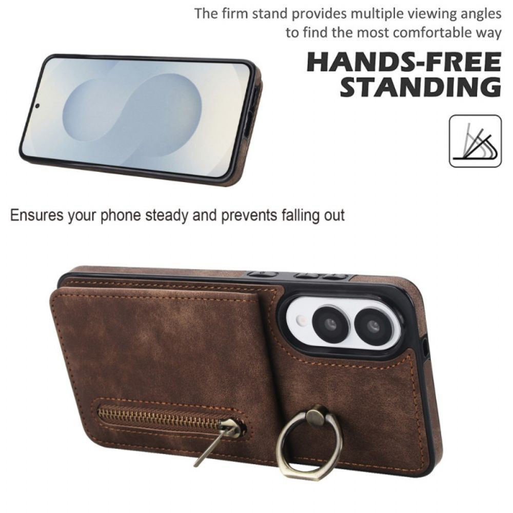 Case Hoesje Samsung Galaxy S25 5g Edge Telefoonhoesje Portemonnee Met Ritssluiting En Rfid-technologie