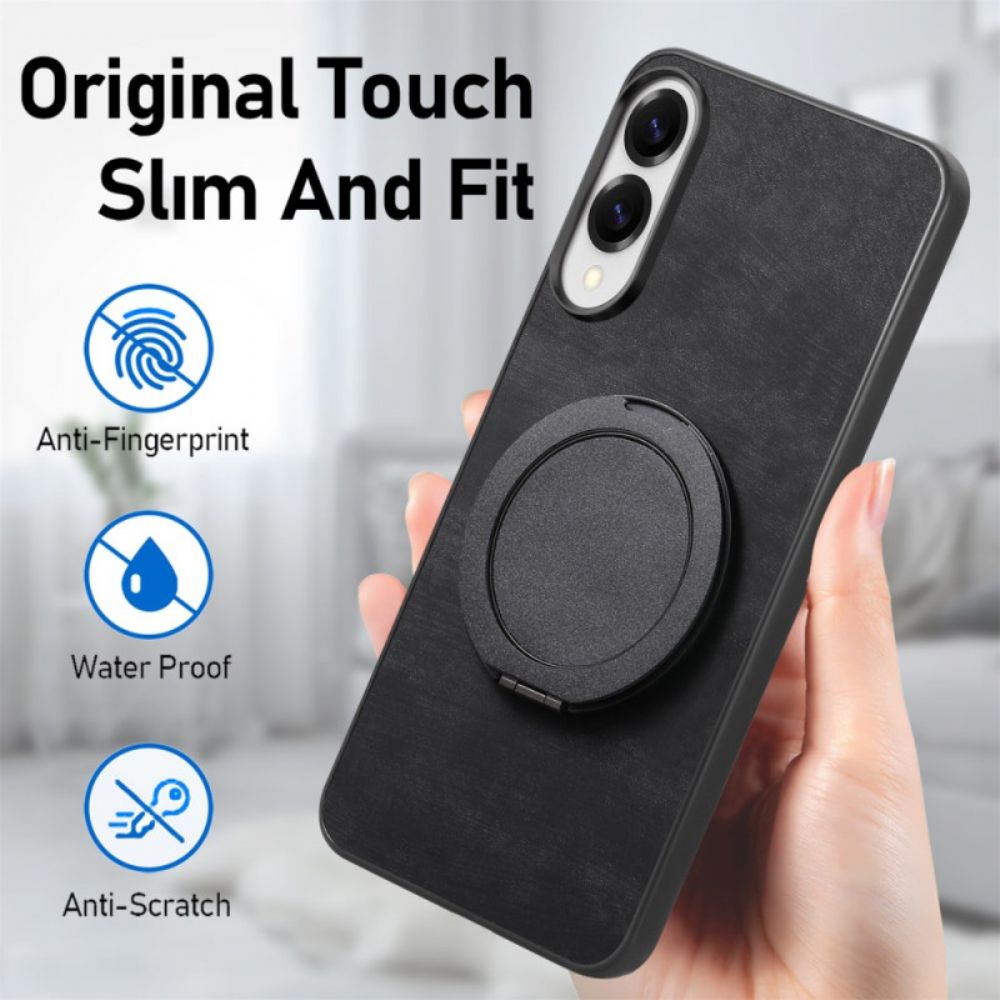 Case Hoesje Samsung Galaxy S25 5g Edge Telefoonhoesje Suède-effect Met Draaibare Standaard