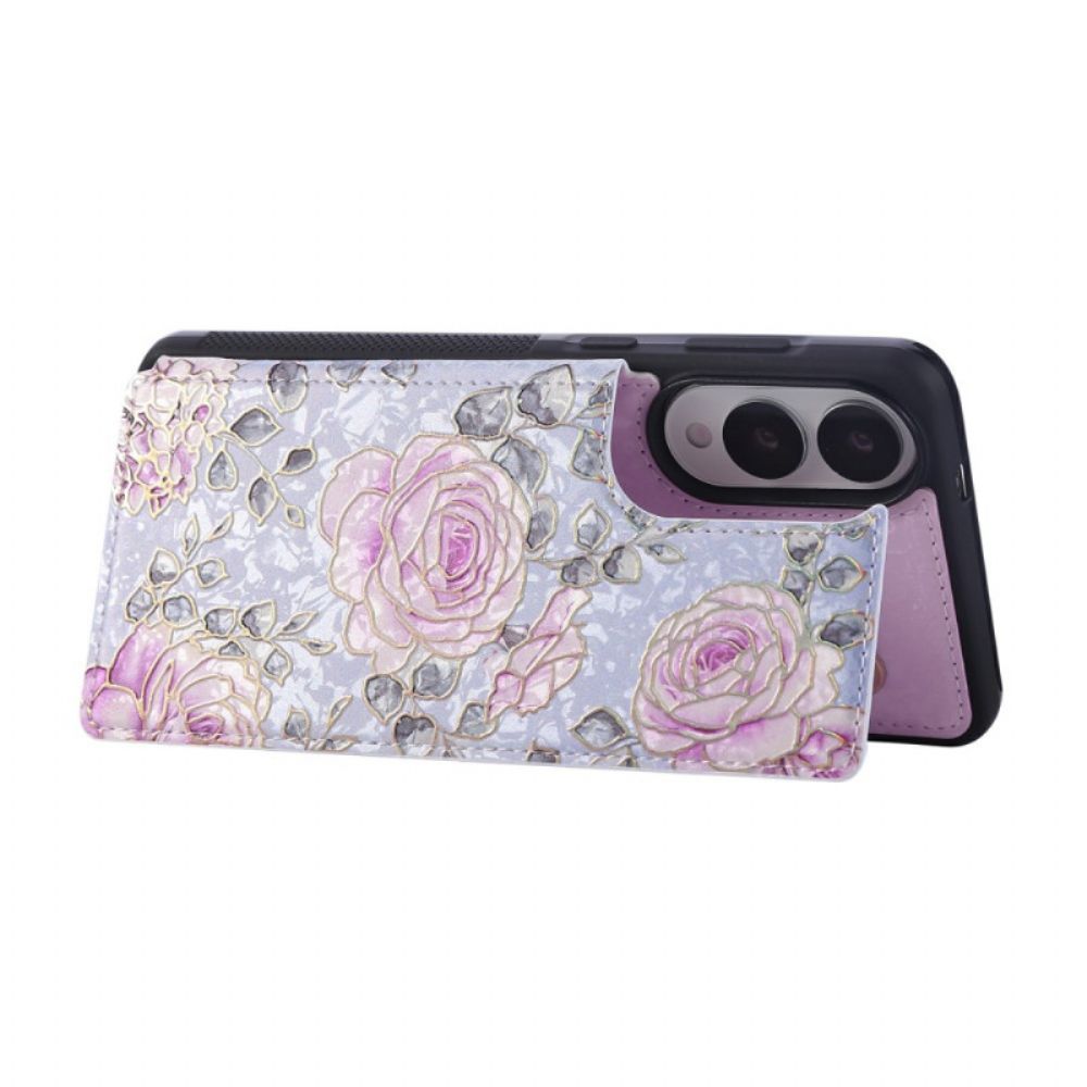 Cover Hoesje Samsung Galaxy S25 5g Edge Telefoonhoesje Kaarthouder Met Bloemenmotief