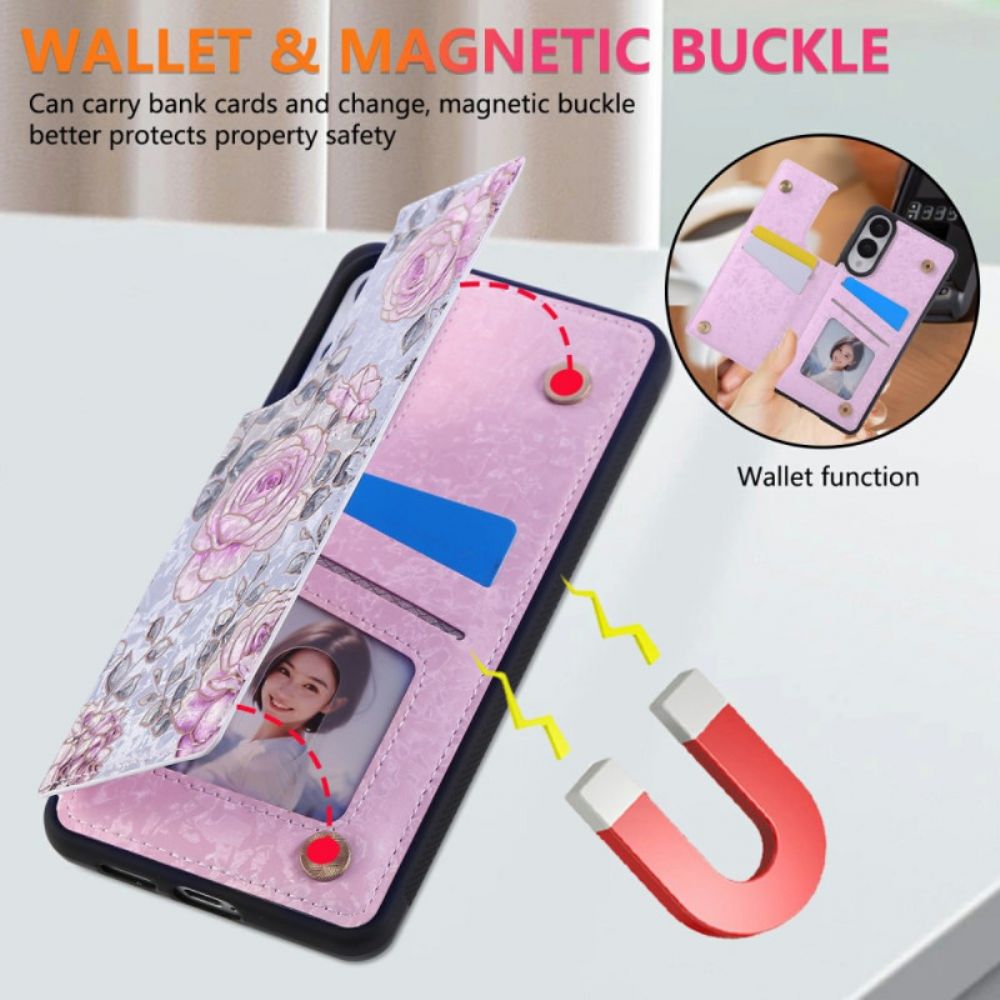 Cover Hoesje Samsung Galaxy S25 5g Edge Telefoonhoesje Kaarthouder Met Bloemenmotief