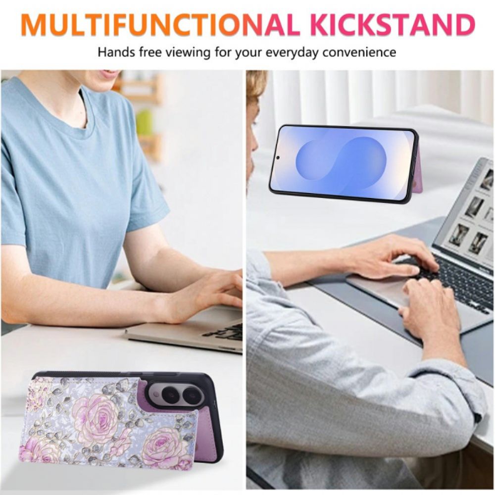 Cover Hoesje Samsung Galaxy S25 5g Edge Telefoonhoesje Kaarthouder Met Bloemenmotief