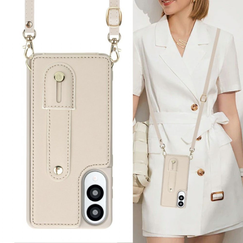 Cover Hoesje Samsung Galaxy S25 5g Edge Telefoonhoesje Kaarthouder Met Riempje En Schouderriem