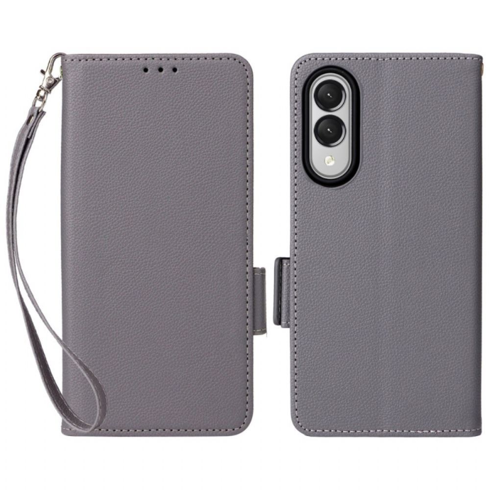 Flip Case Leren Samsung Galaxy S25 5g Edge Kunstleer Met Bandje