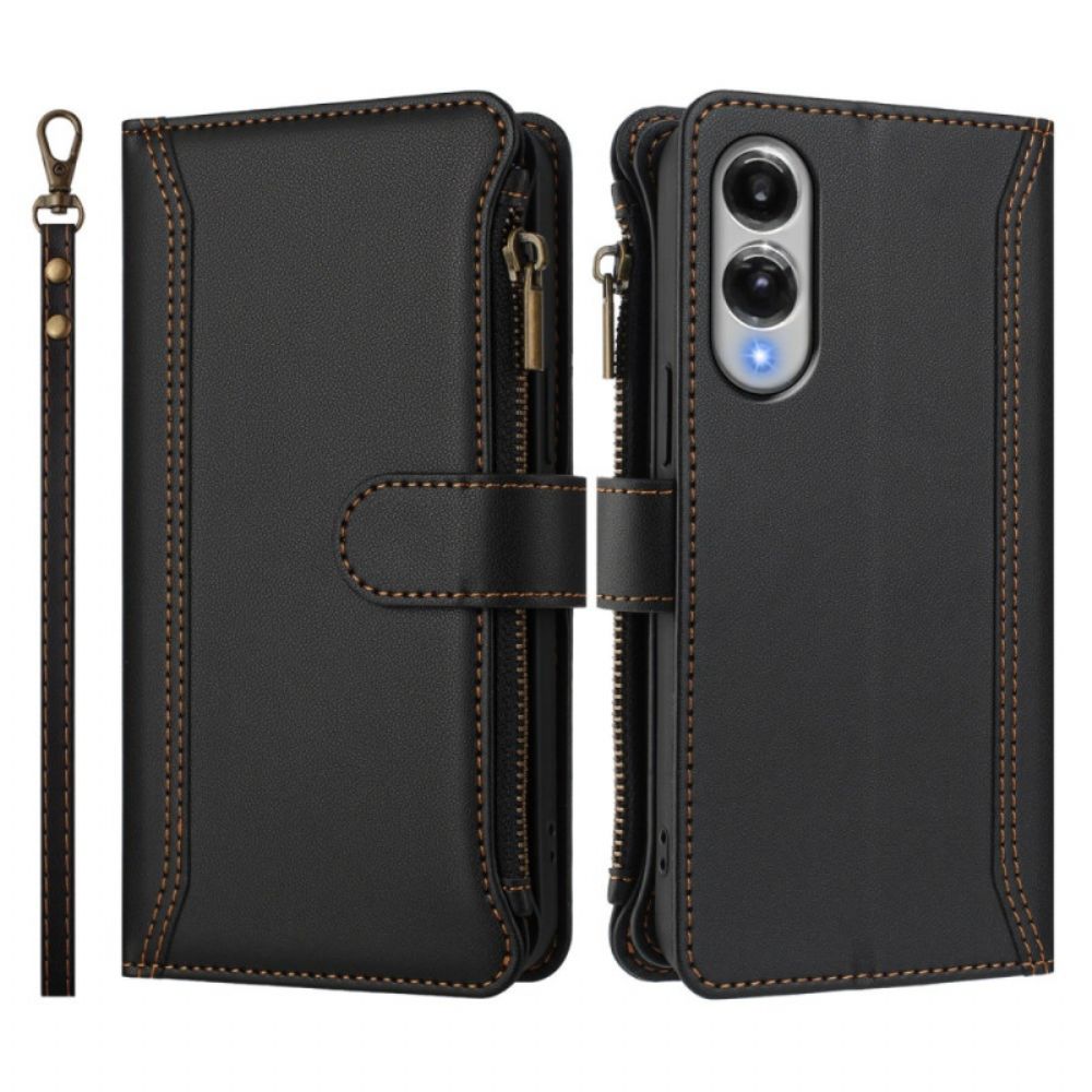 Flip Case Leren Samsung Galaxy S25 5g Edge Portemonnee Met 9 Kaartsleuven En Sleutelkoord