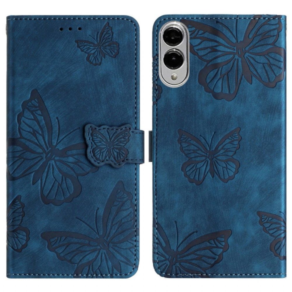 Flip Case Leren Samsung Galaxy S25 5g Edge Suède Vlindereffect