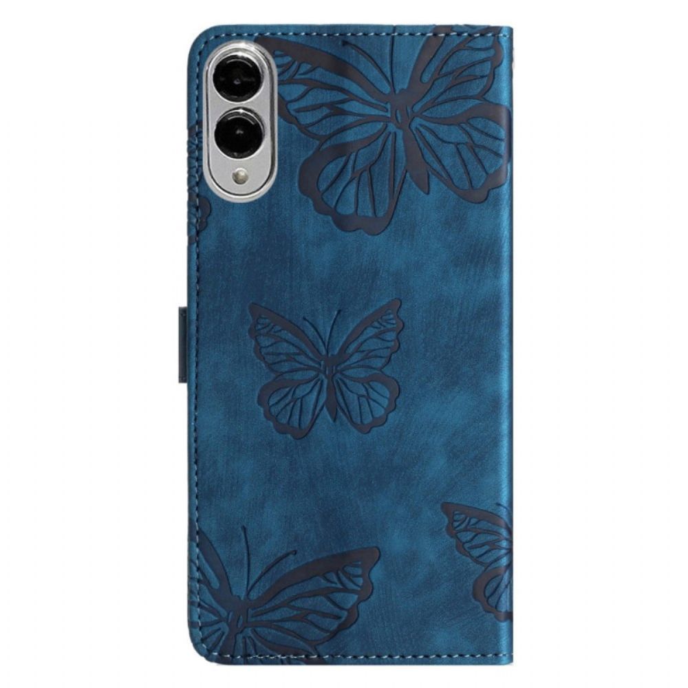 Flip Case Leren Samsung Galaxy S25 5g Edge Suède Vlindereffect