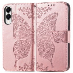 Folio-hoesje Samsung Galaxy S25 5g Edge Telefoonhoesje Barok Vlinder Met Polsbandje