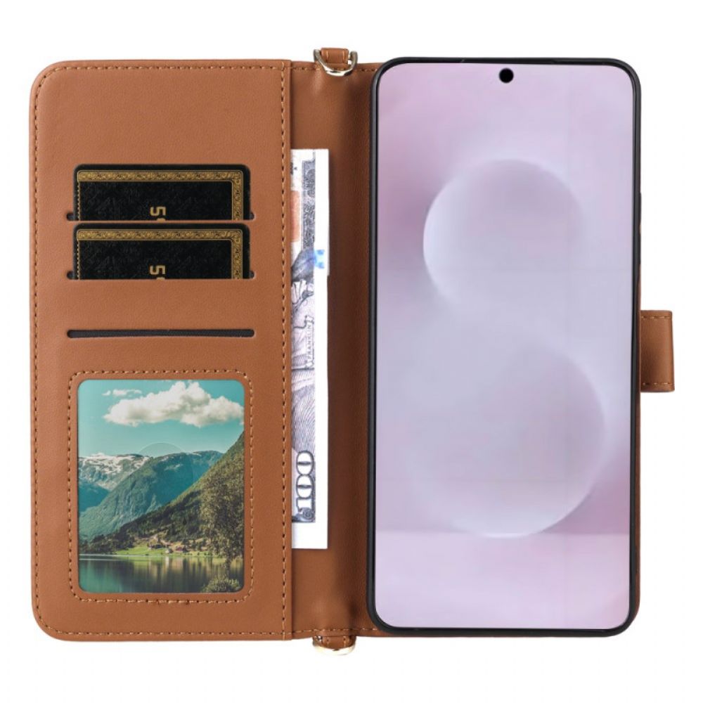 Folio-hoesje Samsung Galaxy S25 5g Edge Telefoonhoesje Gewatteerd Met Bandje En Schouderband