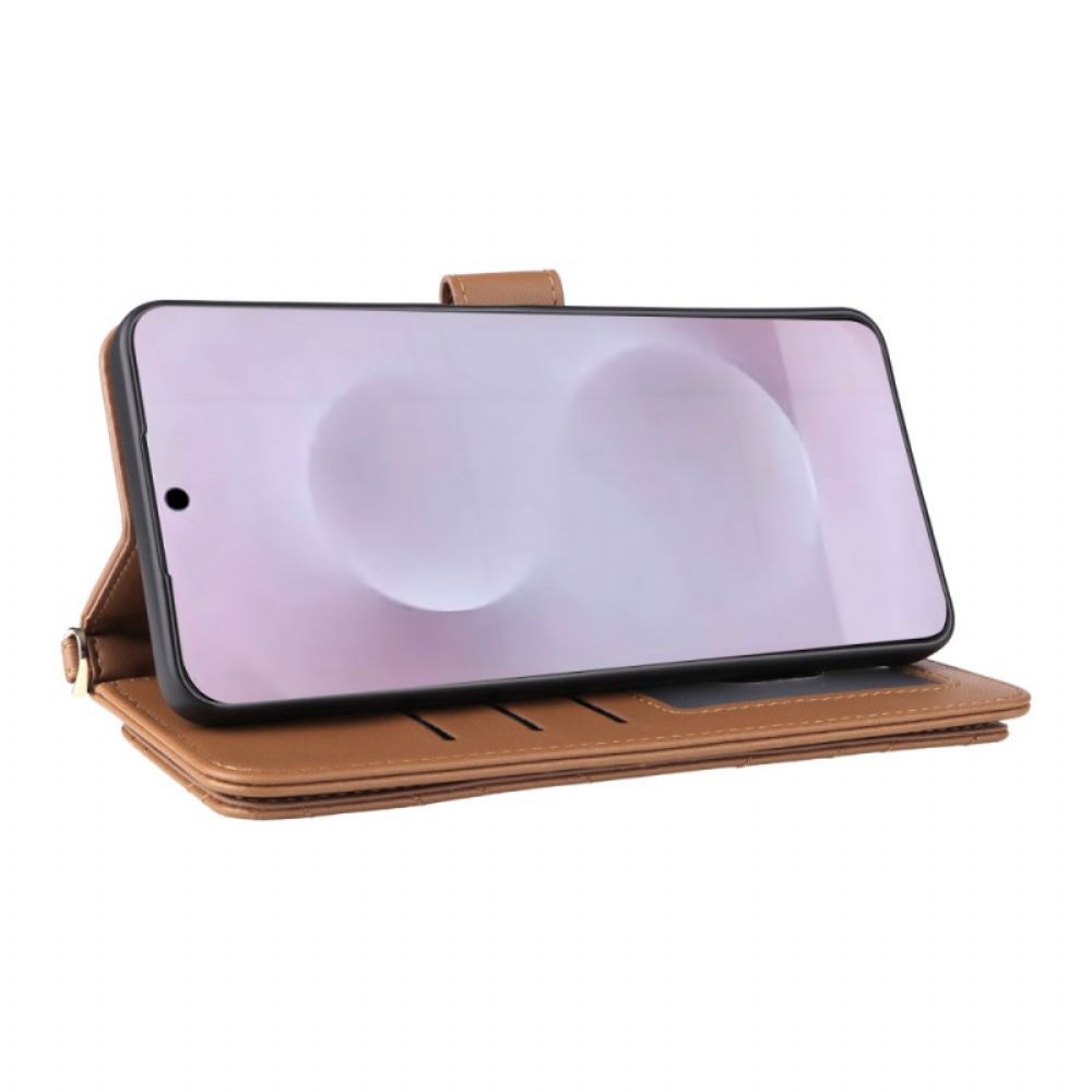 Folio-hoesje Samsung Galaxy S25 5g Edge Telefoonhoesje Gewatteerd Met Bandje En Schouderband