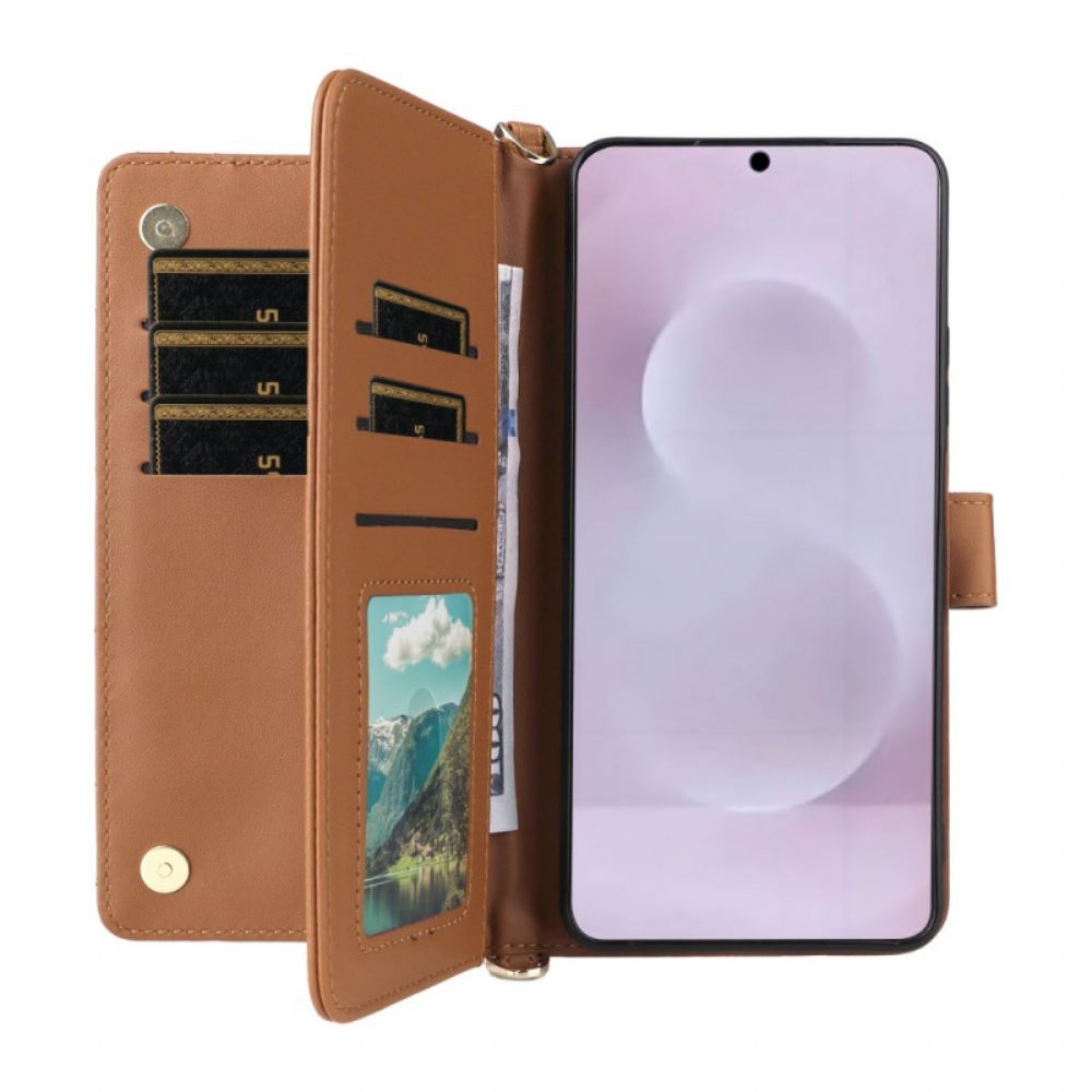 Folio-hoesje Samsung Galaxy S25 5g Edge Telefoonhoesje Gewatteerd Met Bandje En Schouderband