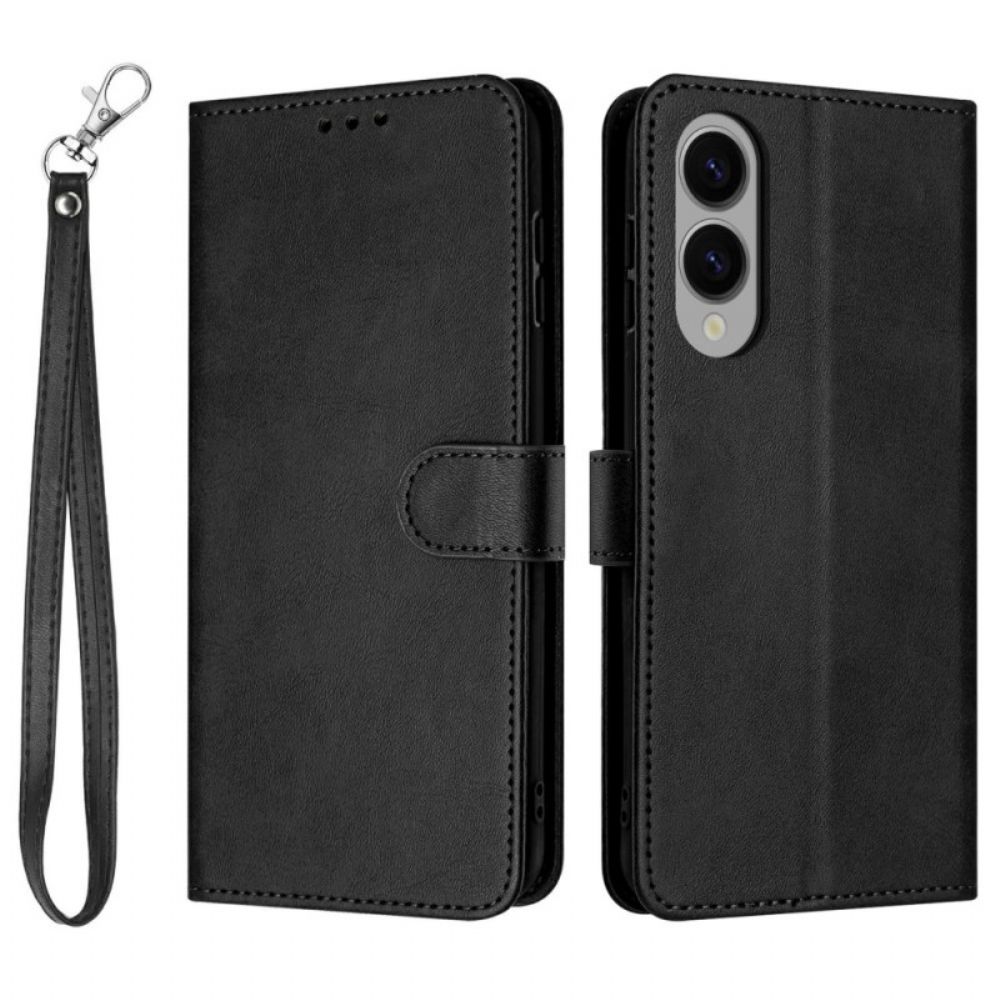 Folio-hoesje Samsung Galaxy S25 5g Edge Telefoonhoesje Leerlook Met Bandje