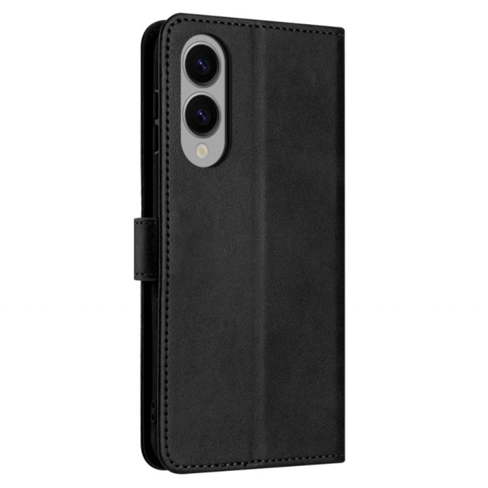 Folio-hoesje Samsung Galaxy S25 5g Edge Telefoonhoesje Leerlook Met Bandje