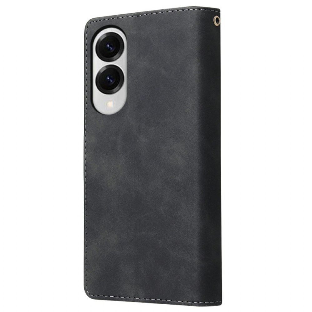 Folio-hoesje Samsung Galaxy S25 5g Edge Telefoonhoesje Portemonnee Met Suède-effect