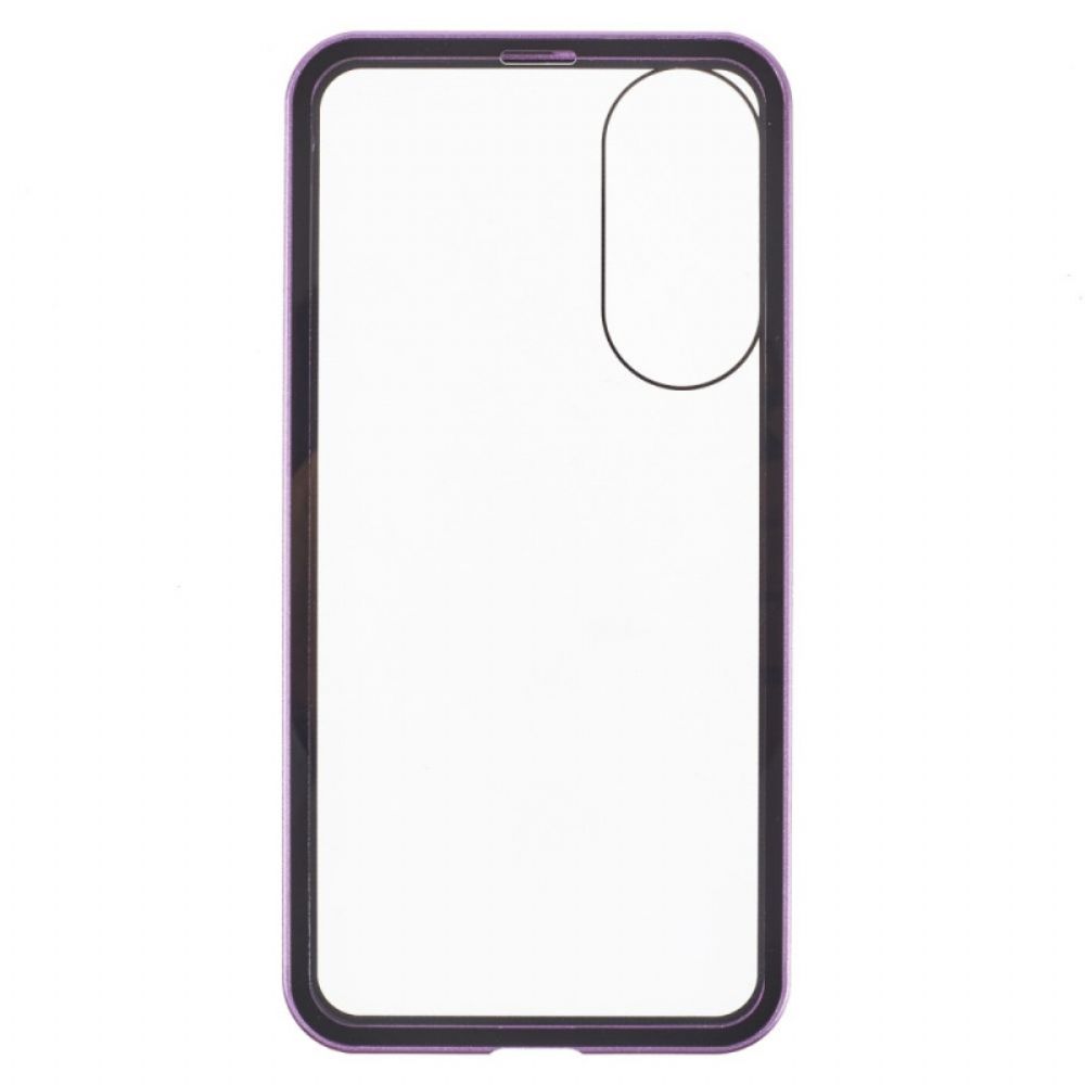 Hoesje Samsung Galaxy S25 5g Edge Gehard Glas En Magnetisch Frame Bescherming Hoesje