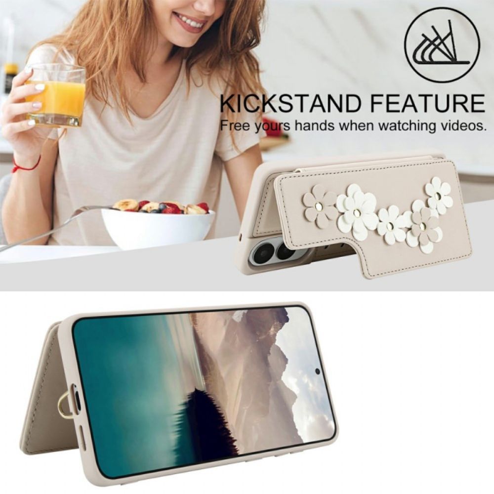 Hoesje Samsung Galaxy S25 5g Edge Kaarthouder Met Bloemenmotief Bescherming Hoesje