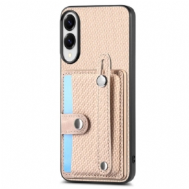 Hoesje Samsung Galaxy S25 5g Edge Koolstofvezel Met Kaarthouder En Riemhouder