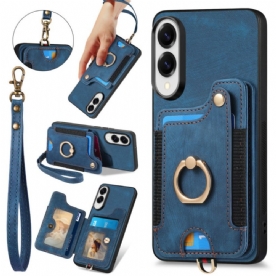 Hoesje Samsung Galaxy S25 5g Edge Retro Rfid-kaarthouder En Draagkoord