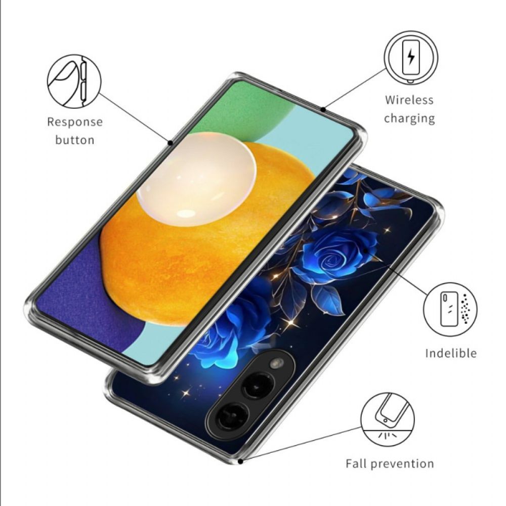 Hoesje Voor Samsung Galaxy S25 5g Edge Blauwe Rozen