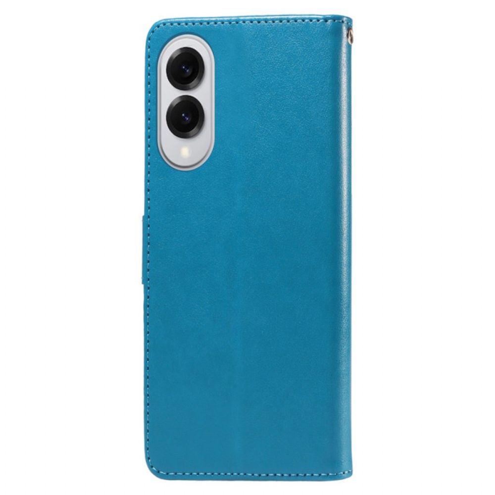 Leren Hoesje Samsung Galaxy S25 5g Edge Bloemenprint Bescherming Hoesje