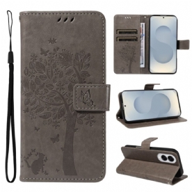 Leren Hoesje Samsung Galaxy S25 5g Edge Boom En Kat Bescherming Hoesje