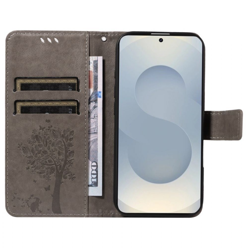 Leren Hoesje Samsung Galaxy S25 5g Edge Boom En Kat Bescherming Hoesje