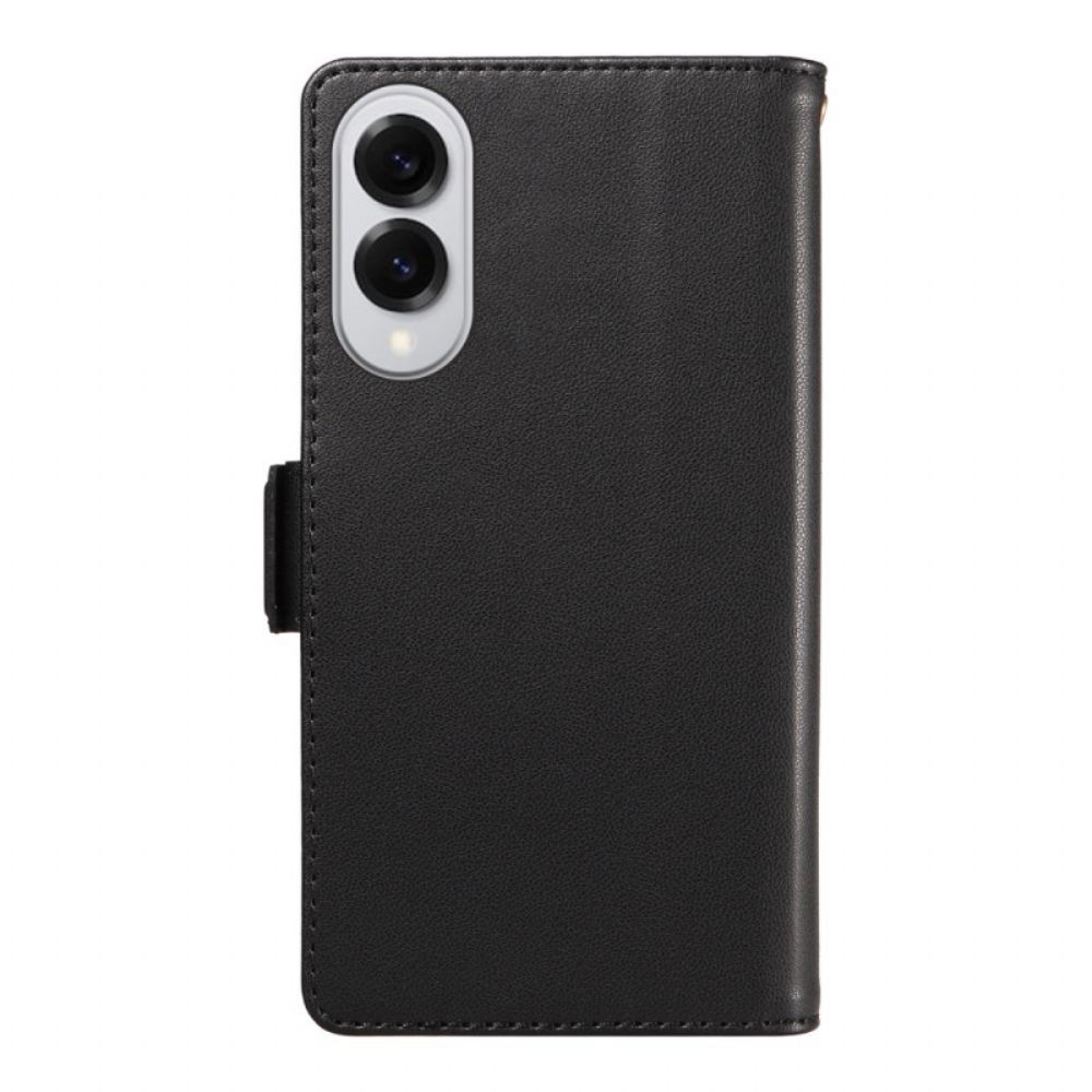 Leren Hoesje Samsung Galaxy S25 5g Edge Kaarthouder En Polsbandje