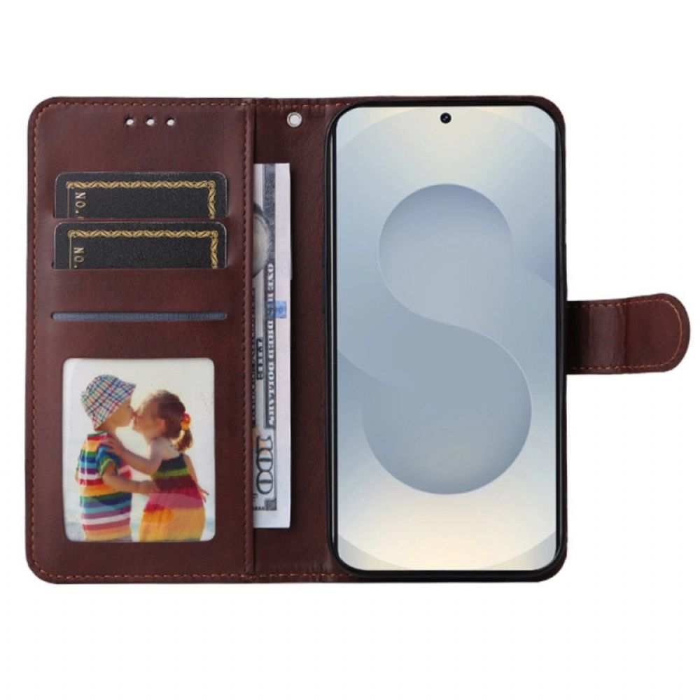 Leren Hoesje Samsung Galaxy S25 5g Edge Kalfsleertextuur Bescherming Hoesje