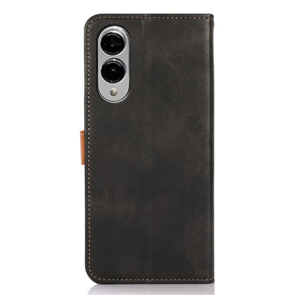 Leren Hoesje Samsung Galaxy S25 5g Edge Khazneh Gouden Sluiting