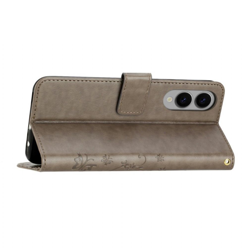 Leren Hoesje Samsung Galaxy S25 5g Edge Kleine Bloemen Bescherming Hoesje