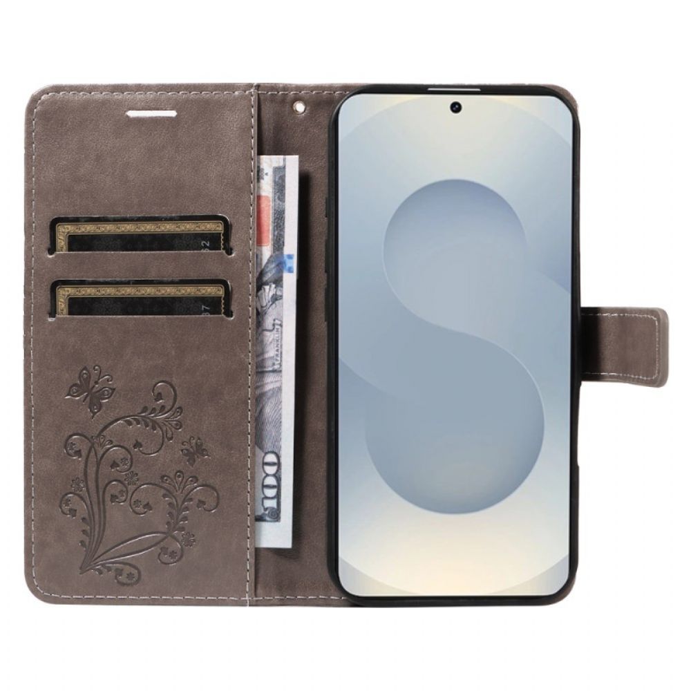 Leren Hoesje Samsung Galaxy S25 5g Edge Patroon Met Gigantische Vlinders