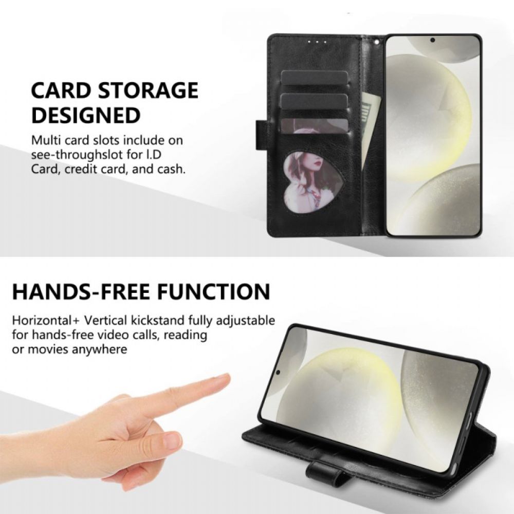 Leren Hoesje Samsung Galaxy S25 5g Edge Portemonnee Met Pailletten