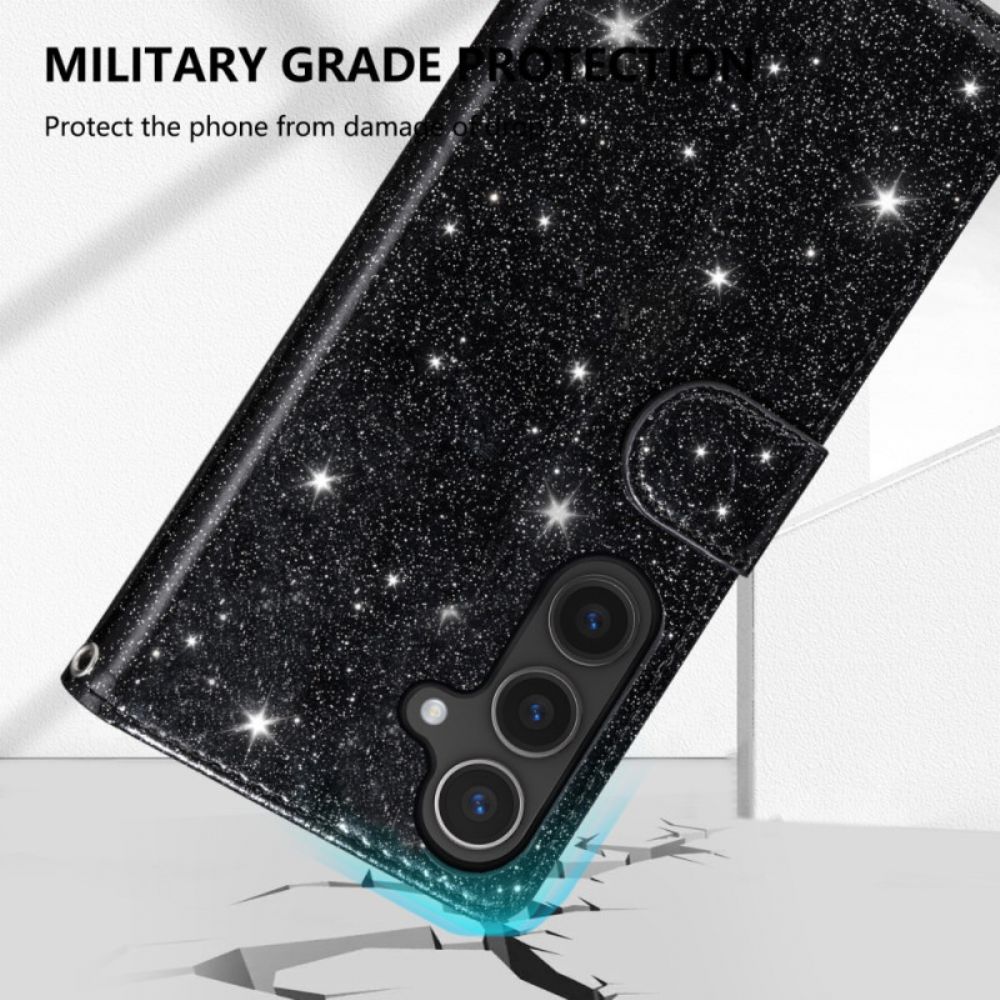 Leren Hoesje Samsung Galaxy S25 5g Edge Portemonnee Met Pailletten