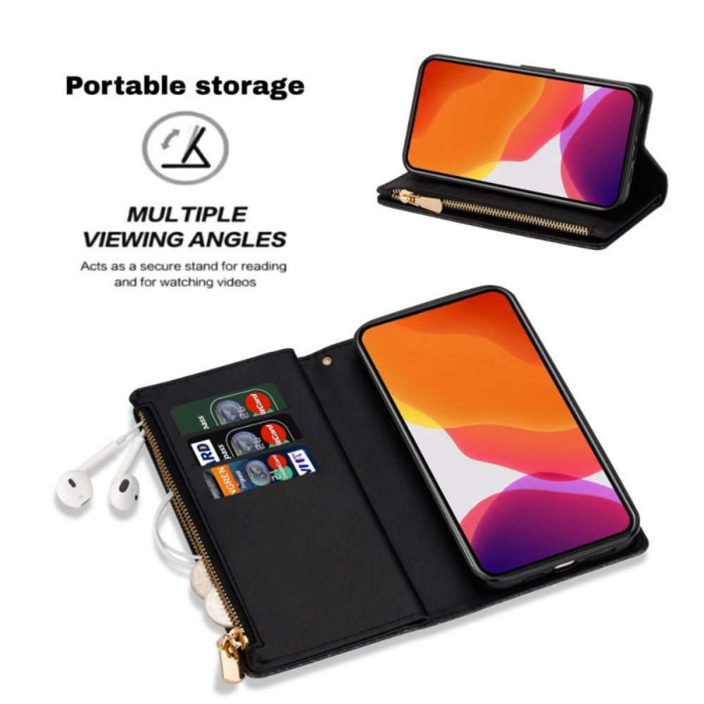 Leren Hoesje Samsung Galaxy S25 5g Edge Portemonnee Met Paillettenband Bescherming Hoesje