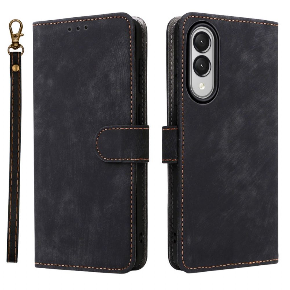 Leren Hoesje Samsung Galaxy S25 5g Edge Rfid-functie Met Bandje