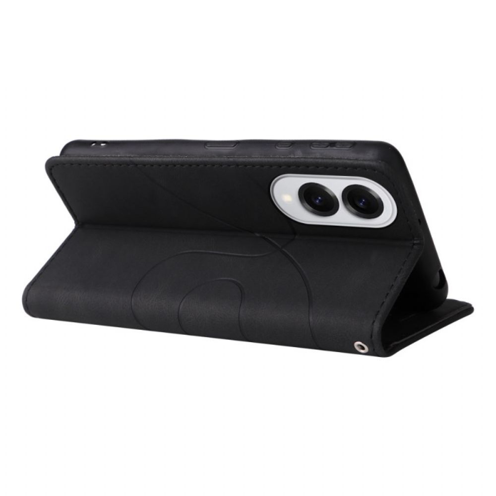 Leren Hoesje Samsung Galaxy S25 5g Edge Tweekleurige Rimpeling Bescherming Hoesje