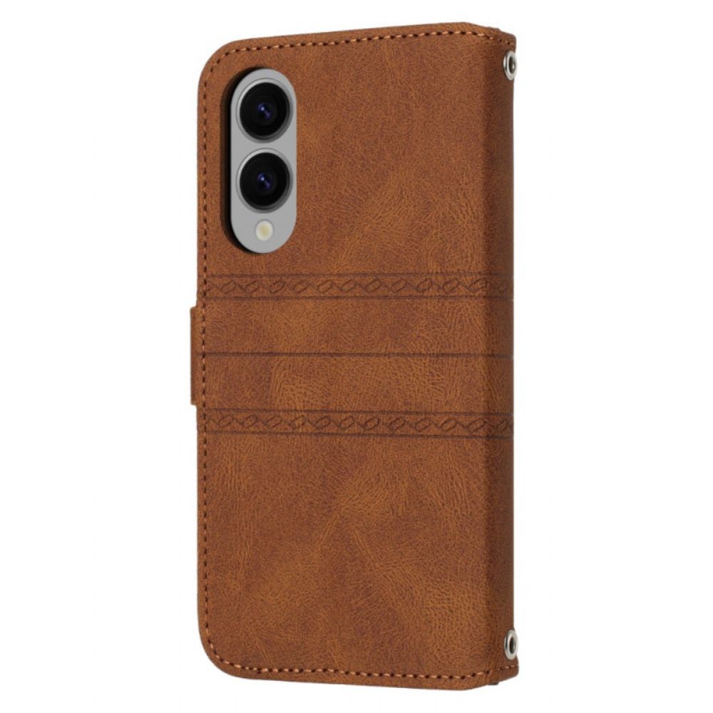 Leren Hoesje Voor Samsung Galaxy S25 5g Edge Bandje Met Sierrand