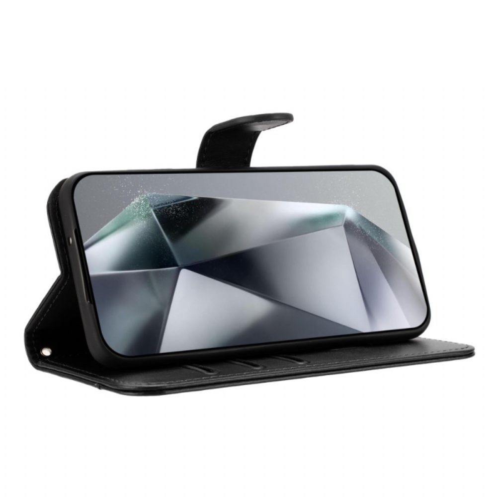 Leren Hoesje Voor Samsung Galaxy S25 5g Edge Bandontwerp