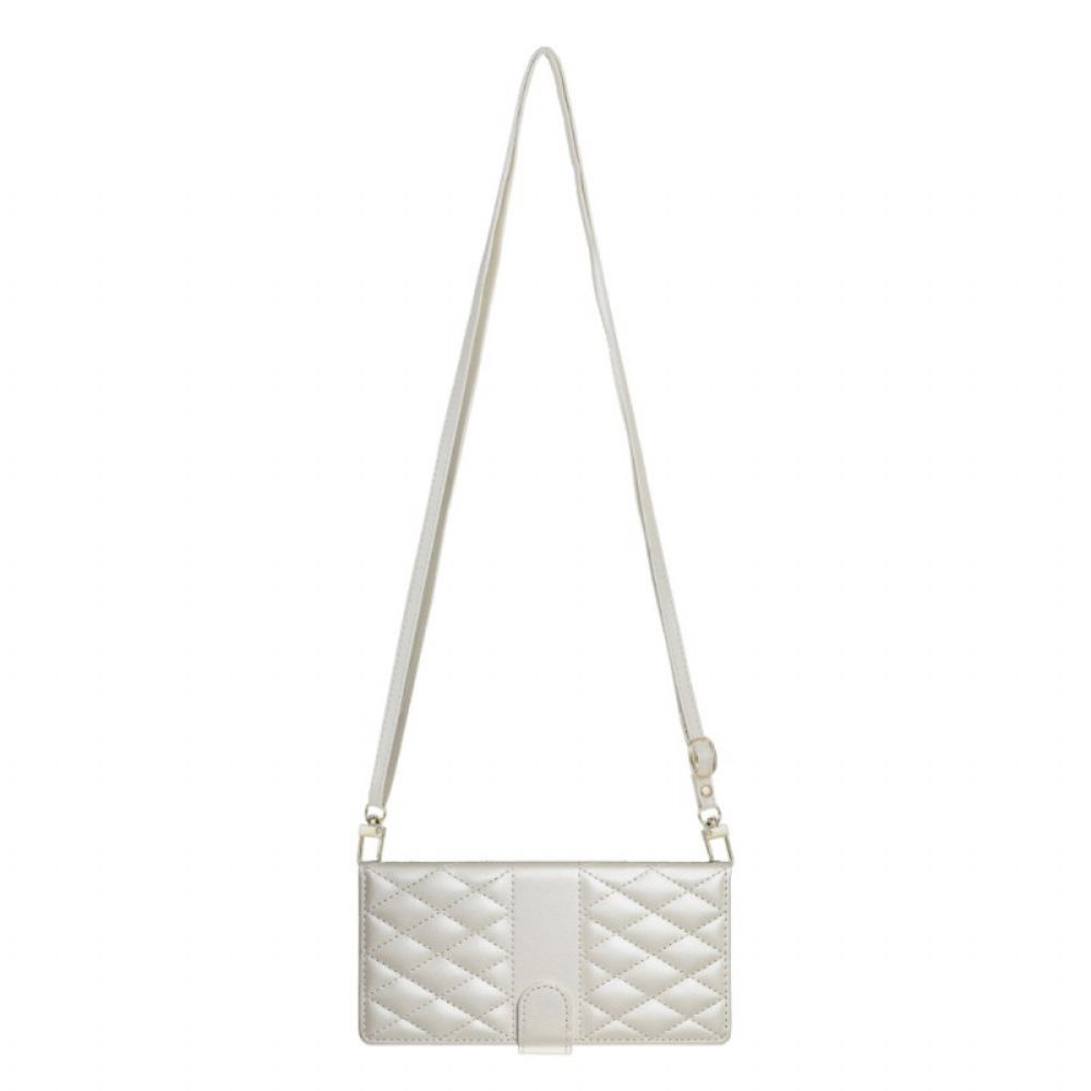 Leren Hoesje Voor Samsung Galaxy S25 5g Edge Gewatteerd Met Bandje En Schouderband