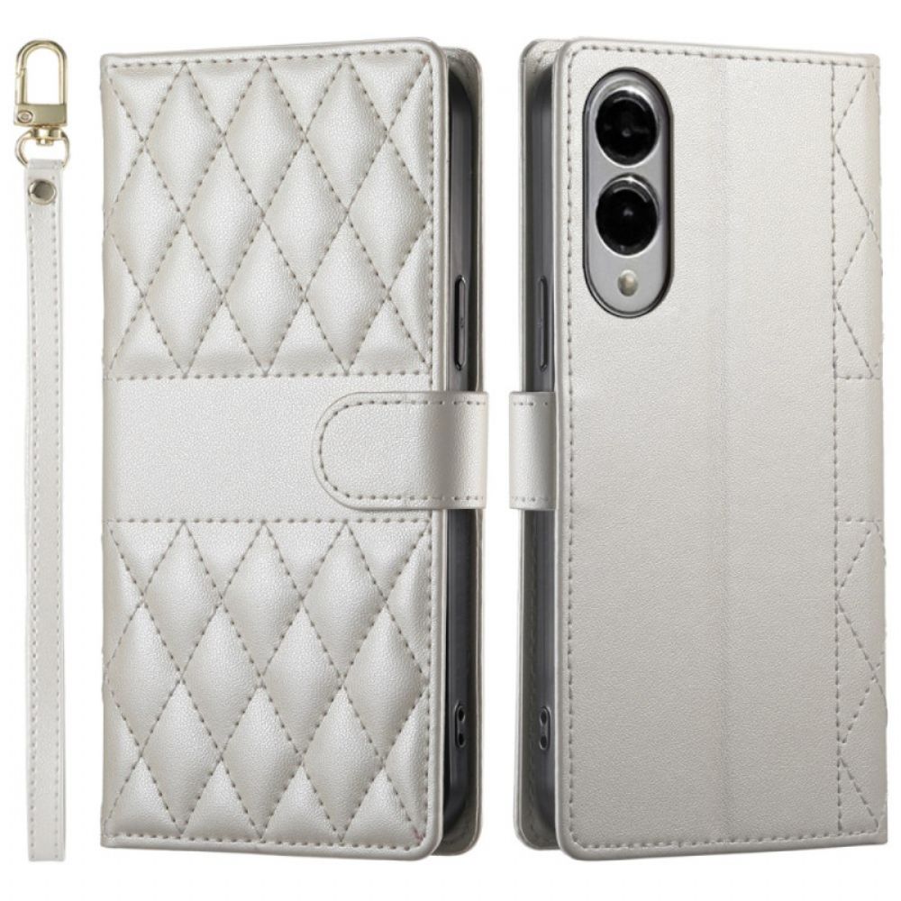 Leren Hoesje Voor Samsung Galaxy S25 5g Edge Gewatteerd Met Bandje En Schouderband