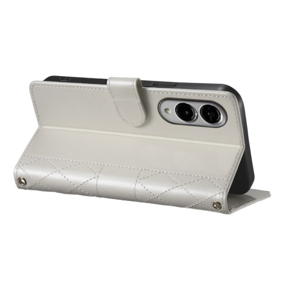 Leren Hoesje Voor Samsung Galaxy S25 5g Edge Gewatteerd Met Bandje En Schouderband