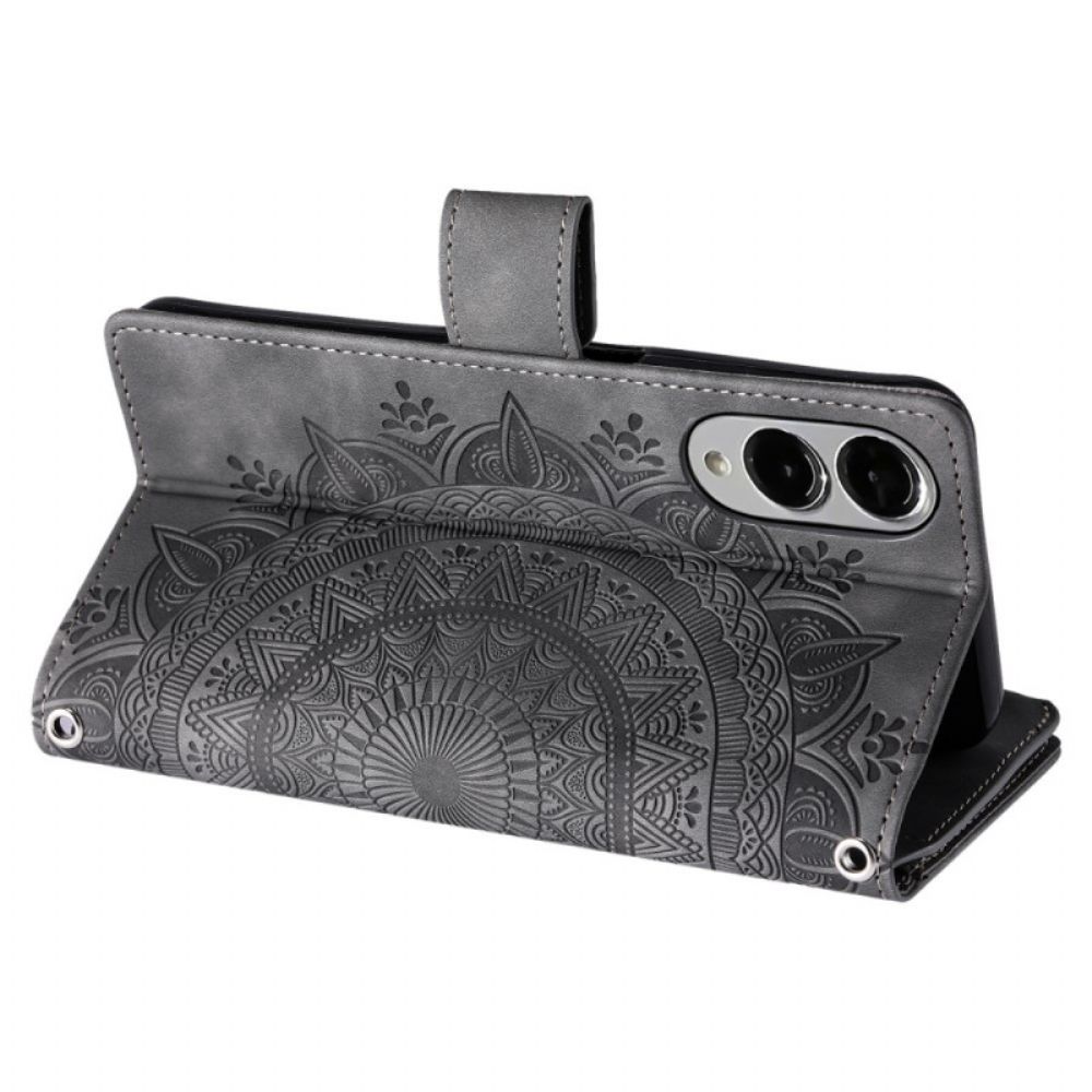 Leren Hoesje Voor Samsung Galaxy S25 5g Edge Portemonnee Met Mandala-effect (suède)