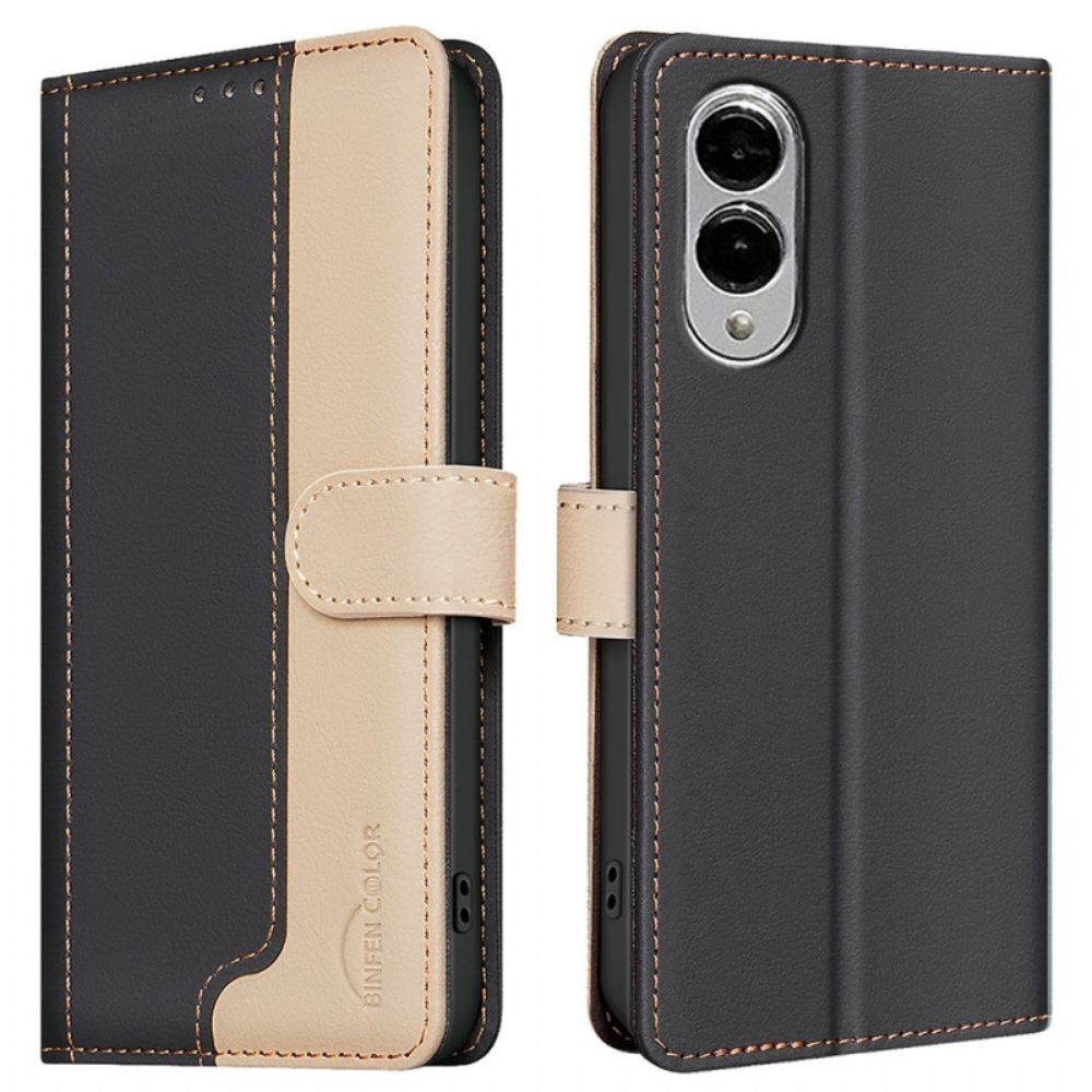 Leren Hoesje Voor Samsung Galaxy S25 5g Edge Tweekleurige Binfen Color