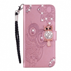 Leren Hoesje Voor Samsung Galaxy S25 5g Edge Uil En Bedeltje