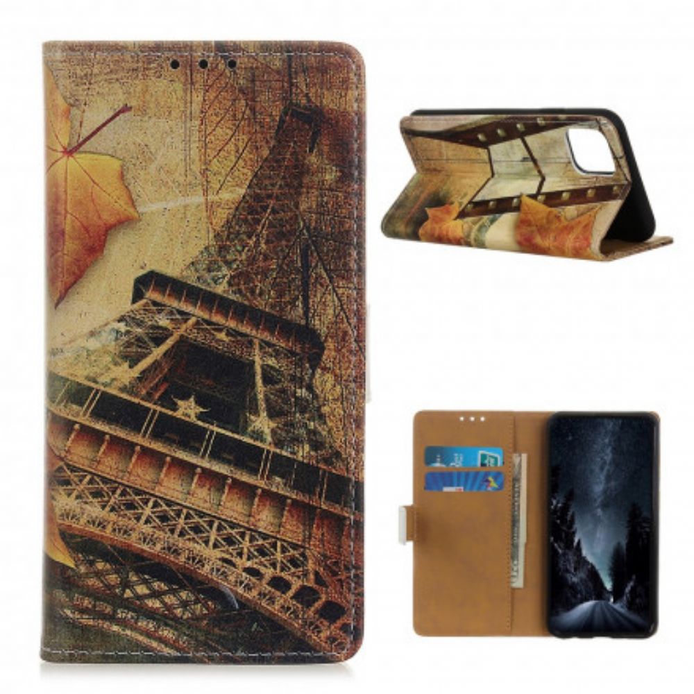 Leren Hoesje voor Xiaomi Mi 11 5G Eiffeltoren In De Herfst
