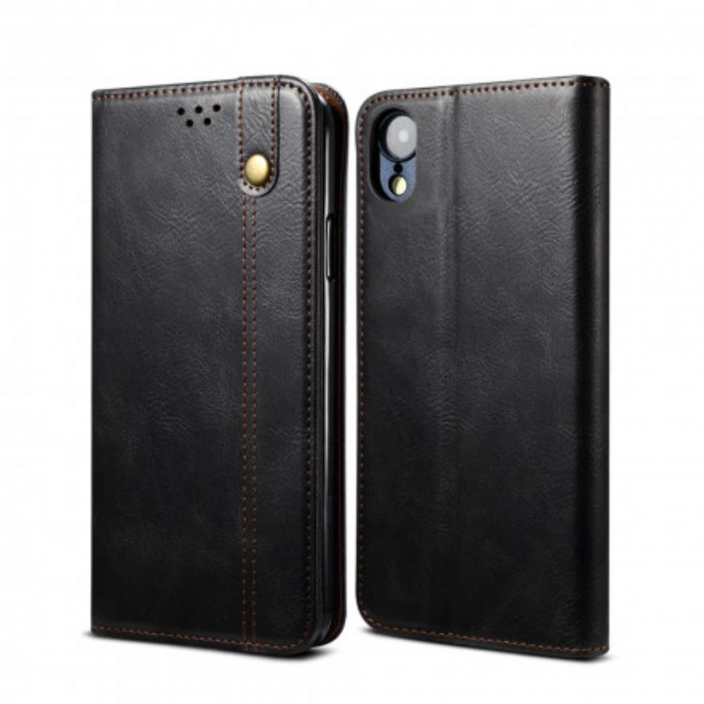 Bescherming Hoesje voor iPhone XR Folio-hoesje Gewaxt Kunstleer