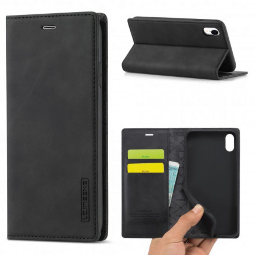 Bescherming Hoesje voor iPhone XR Folio-hoesje Lc.imeeke Leereffect