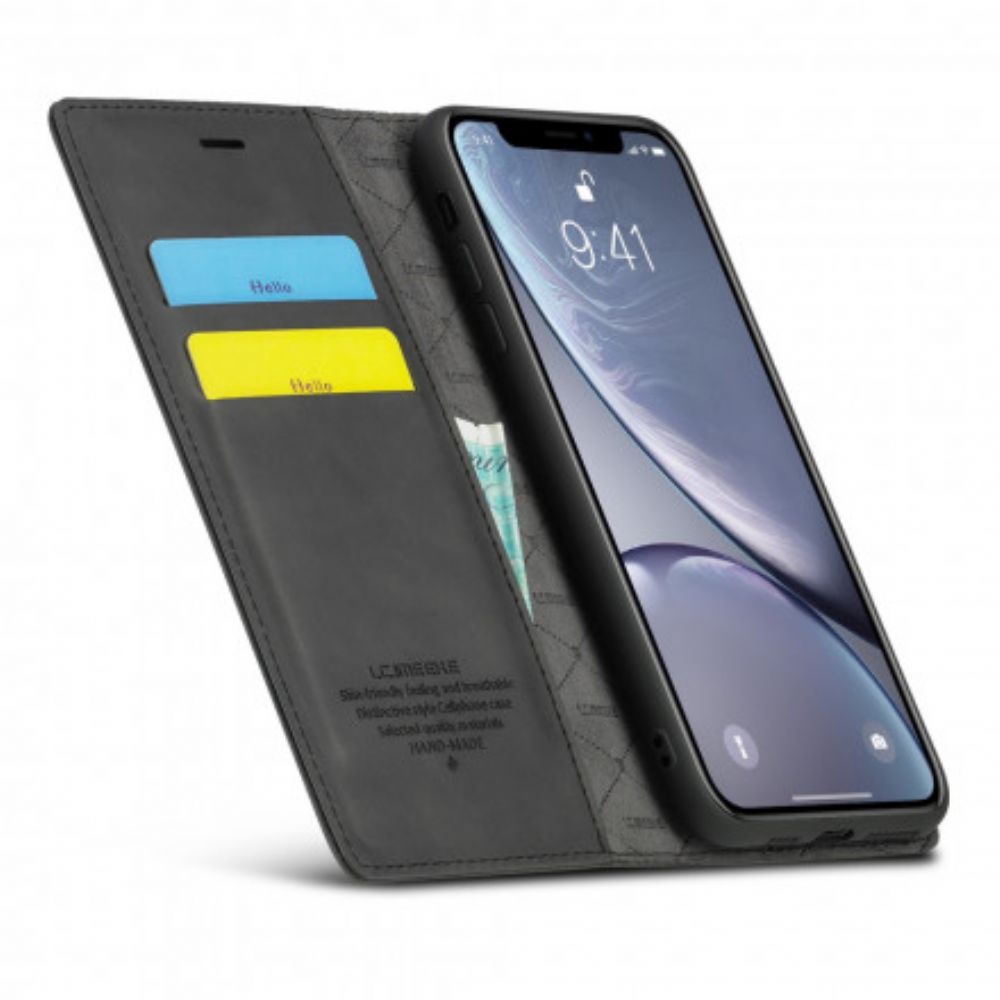 Bescherming Hoesje voor iPhone XR Folio-hoesje Lc.imeeke Leereffect